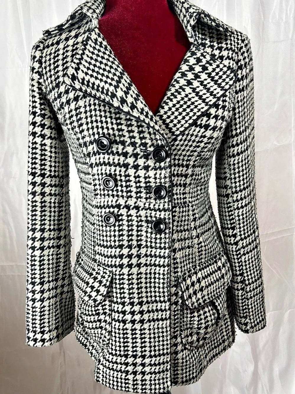 BCX Houndstooth Blazer in Black & White Size Small Like New
